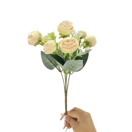 GNW Light Yellow Artificial Camellia Spray Roses TN-39