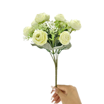 GNW White Artificial Camellia Spray Roses TN-37