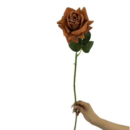 GNW Brown Artificial Single Rose Real Touch GJY-07