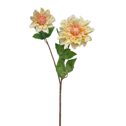GNW Yellow Artificial 2-head Dahlia Real Touch QH-101