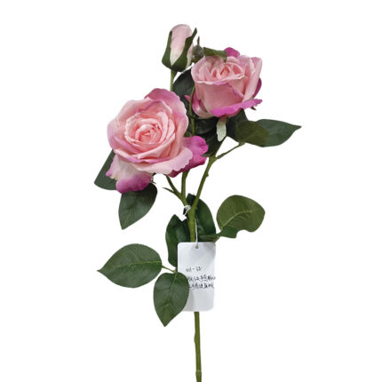 GNW Dark Pink Artificial 3-head Garden Rose Real Touch QH-38