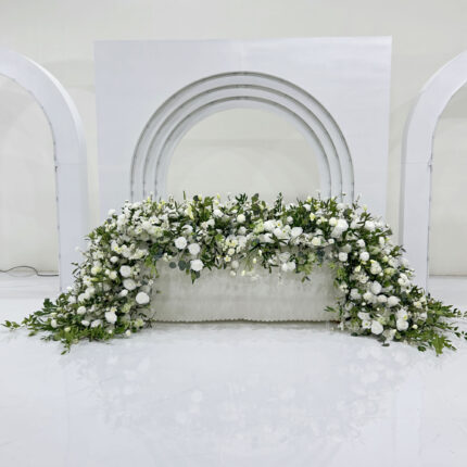 WDT Wholesale 2025 New Popular Hot Sales White Rose Silk Artificial Flower Table Runner Wedding Decor Trade