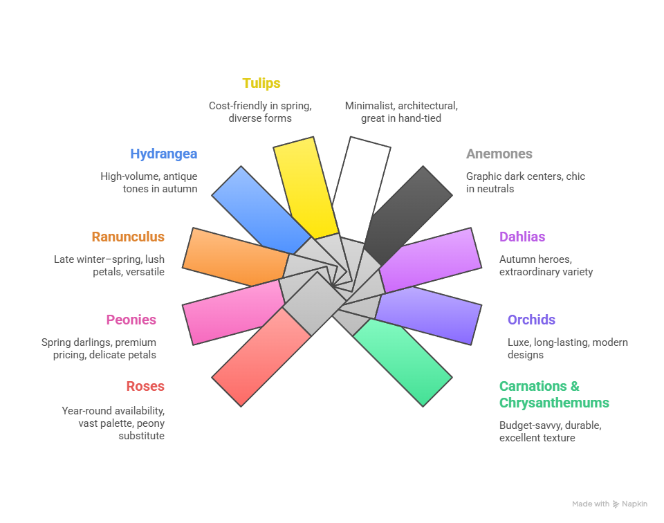 Which bloom should be selected for a floral arrangement