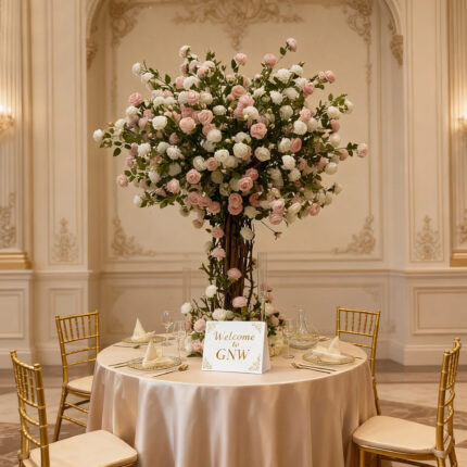 Custom Artificial Peach Blossom Tree And Flower Centerpieces For Wedding Decoration