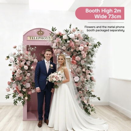 Wholesale Wedding Arch Decoration with Artificial flowers and Vintage Telephone Booth Prop
