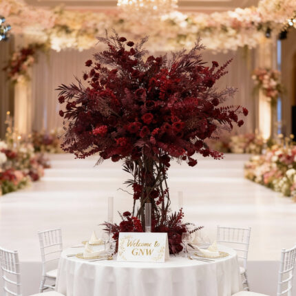 Custom Design Artificial Blossom Tree With Crystal Flower Centerpieces For Wedding