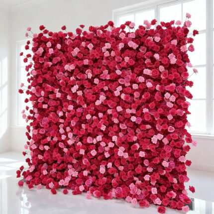 luxury Customized Floral Wall Panel Red Rose Flower Wall Backdrop Wedding Supplies Silk Flower Decorations