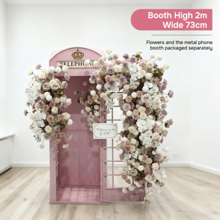 All-in-One Wedding Decoration Kit Including Artificial flowers, Telephone Booth and Backdrop