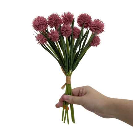 GNW Dark Pink Five Branches Artificial Echinops Sphaerocephalus MYZ-82