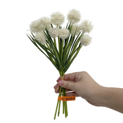 GNW White Five Branches Artificial Echinops Sphaerocephalus MYZ-81