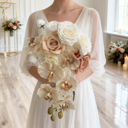 Luxurious custom artificial Faux flower bridal bouquets crafted by our factory for weddings and events with a real touch
