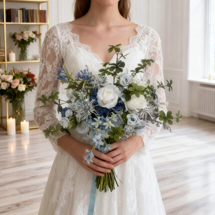 Create dream bridal bouquet with our designer artificial flowers offering bespoke designs for a truly personalized luxury wedding