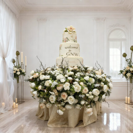 Luxury Artificial Flower Cake Floral Decoration For Wedding Real Touch Silk Feel Custom Design High Quality