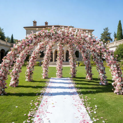 Modern Wedding Arch Backdrop With Silk Flowers Custom Wedding Decoration For Outdoor Indoor
