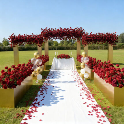 Elegant Floral Wedding Arch Backdrop Artificial Flower Arrangement Custom Design Service