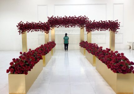 Elegant Floral Wedding Arch Backdrop Artificial Flower Arrangement Custom Design Service