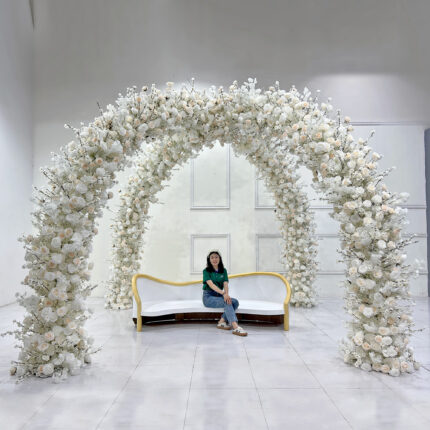 Custom Wedding Arch Backdrop With Artificial Flowers High Quality Wedding Decoration For Ceremony