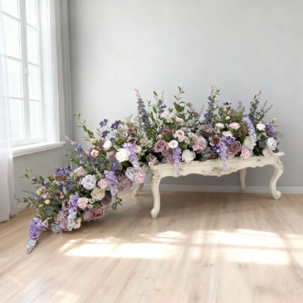 Luxurious artificial flower runner for table designed and produced at our factory offering complete customization
